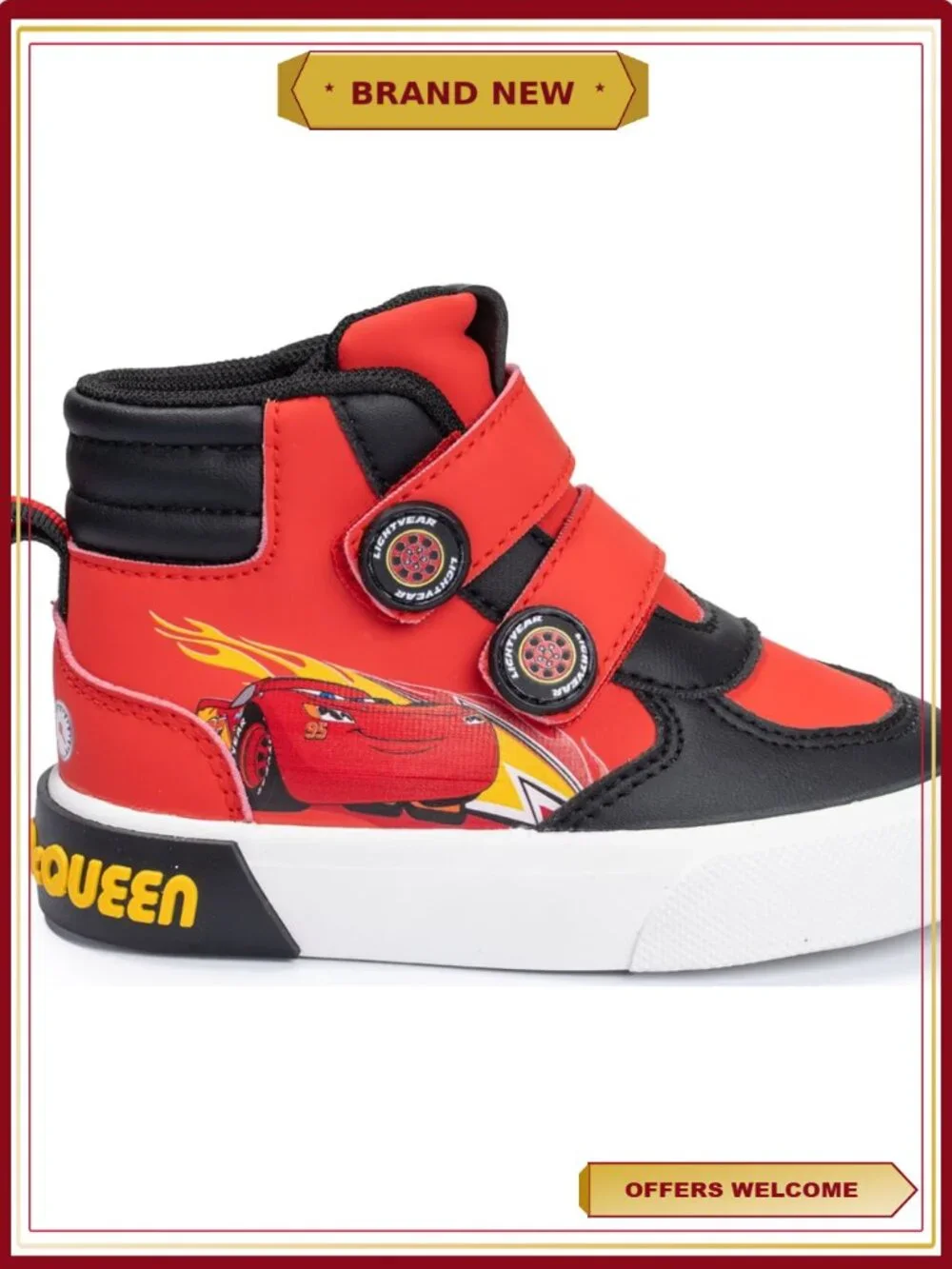 Toddler Boys Lightning McQueen High Top Sneakers with Dual Straps